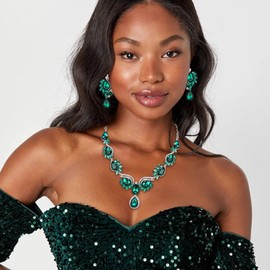 EVER FAITH Women's Jewellery Set Crystal Wedding Flowers Leaf Tear Necklace Earrings Set, Crystal