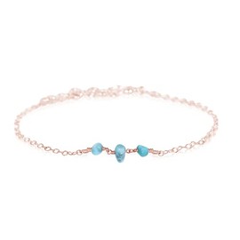 Larimar Beaded Chain Anklet in 14k Rose Gold Fill