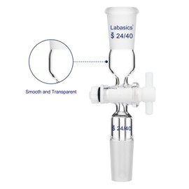 Labasics Vacuum Flow Control Adapter, Borosilicate Glass with PTFE Stopcock, Dual 24/40 Joints for Laboratory Distillation and Gas Control, Chemical Resistant Adapter for Precise Flow Regulation