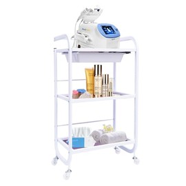 Carrito de salón de belleza, carrito de 3 niveles, resistente, para salón de belleza, organizador de almacenamiento, carrito de spa con ruedas y cajón para belleza, spa, salón médico facial
