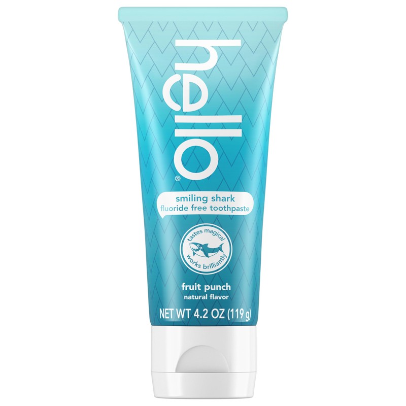 Hello Smiling Shark Fluoride Free Kids Toothpaste, Natural Fruit Punch,