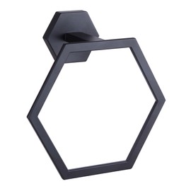 Canarm ATALEE MBK Designer Towel Ring - 7.125" Elegant Matte Black Finish, Aluminum Circular Holder, Luxurious & Functional Accent for Bathroom Décor