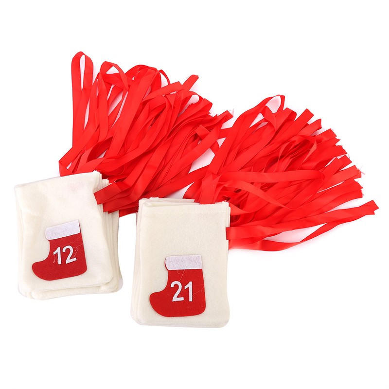 Christmas New Year Countdown Advent Hanging Calendar Gift Bags Pouches