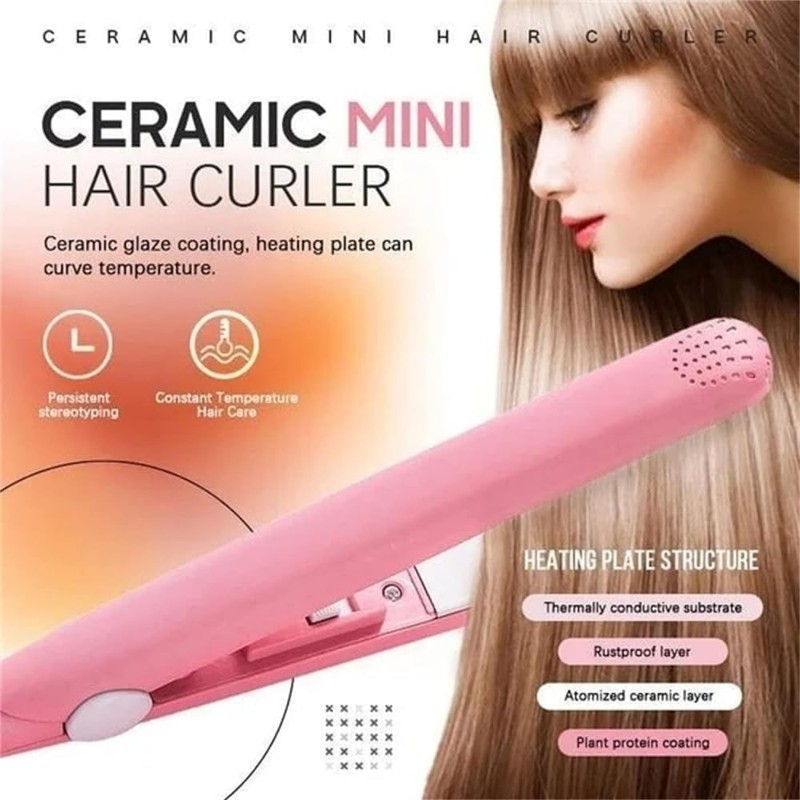 Mini Ceramic Curling Iron for Short and Fine Hair, 2-in-1