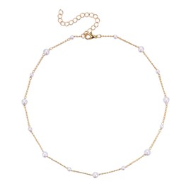 UYRVAPE Pearl Necklace Women's 14K Gold Necklace Silver Chain Gold Chain Pearl Necklace Choker Chain Gold Necklace Chain Freshwater Pearls Necklace Women Gifts Jewellery Ladies