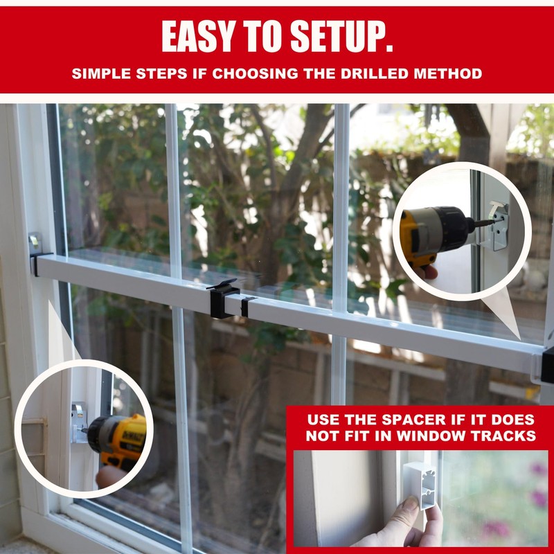 SecurityMan Window Security Bar - Easy Install for Horizontal/Vertical Windows