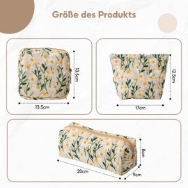 3 Stück Kosmetiktasche Klein, Toilettentasche Damen, Kosmetiktasche Multifunktionaler, Tragbar Make up Tasche Klein, Tragbar Organizer für Reisen, Kinder, Mädchen, Damen (Beige