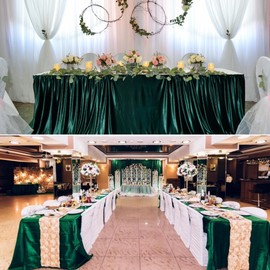 12 Pack Satin Tablecloth Wedding Rectangle Tablecloth Bright Silk Tablecloth Smooth Fabric Table Cover for Christmas Wedding Banquet Party Events,Birthday Party DinnerTable Décor(57"x108",Dark Green)