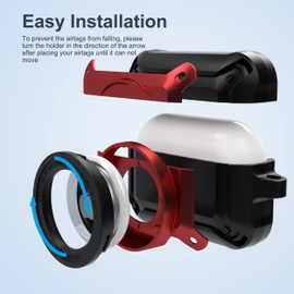 Valkit Protective Case for Airpods Pro & Airtags, Rugged Shockproof 2 in 1 Case with Keychain, Black/Red