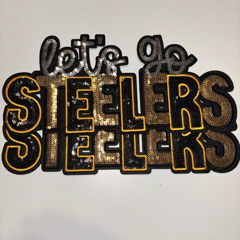Let's Go Steelers Chenille Patch with Iron On Backing -