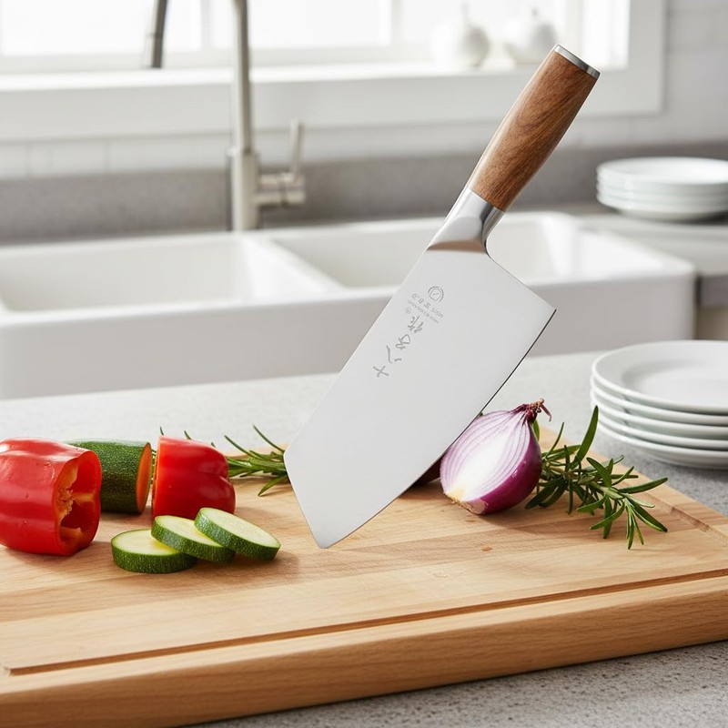 SHI BA ZI ZUO Meat Cleaver Knife, 7.5-inch Professional Stainless