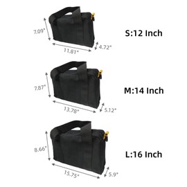 16 Inch Canvas Wide Mouth Tool Storage Bag for Men - Organizer Tote for Wrenches, Pliers & More