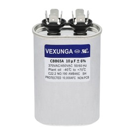 VEXUNGA 10uF 370/440VAC 50/60Hz CBB65 CBB65A Oval Run Start Capacitor 10 MFD 370V/440V Air Conditioner Capacitors for AC Unit Fan Motor Start or Pool Pump or Air Condenser Straight Cool