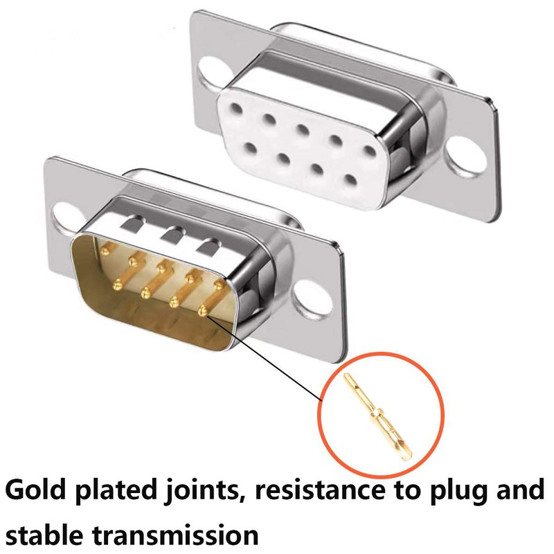 Jienk 200PCS D-Sub Male Female Crimp Pins, 2mm Pitch Gold