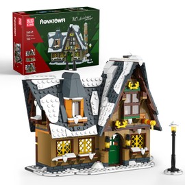 Mould King 16049 House Construction Toy Building Kit Christmas Village House Clamping Building Blocks Construction Kit Snow House Model House Building Blocks Gift for Adults and Teenagers (835 Pieces)