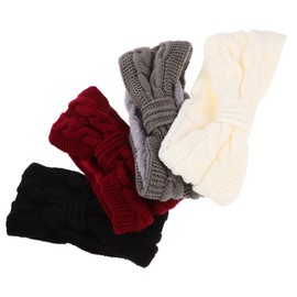 minkissy 4pcs Christmas Knitted Headband Trendy Headband with Clips Scarf for Women Headbands for Headbands for Women Hairbands Women Turban Bow Headband Turbans for Women Acrylic