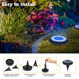 Flacchi Solar Ground Lights - Solar Powered Lights Outdoor Solar Disk Light Waterproof Landscape Light for Patio Yard Pathway Walkway Driveway (Blue, 12 Pack)