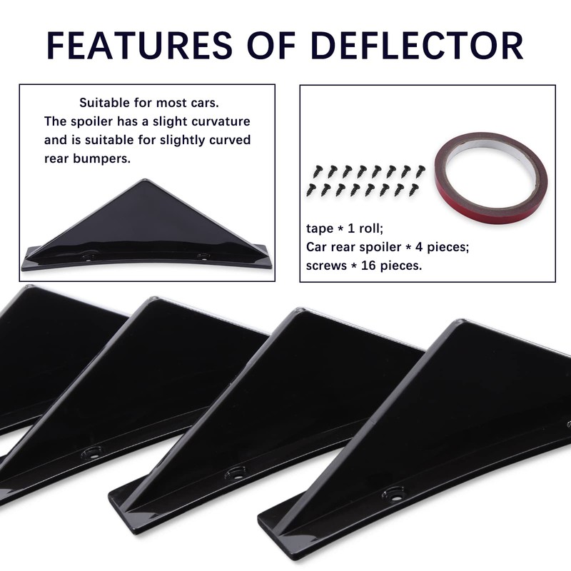 JMTBNO 4pcs Universal Curved Shape Rear Bumper Diffuser Shark Fin