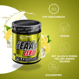 IronMaxx 100 Percent EAAs Zero Amino Acid Powder, Sugar-Free, Ice Tea Lemon Flavour, 500 g Tub (Pack of 1)