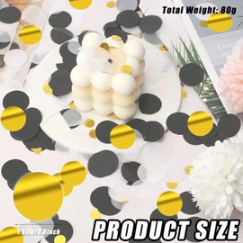 10000Pcs Black Golden White Round Biodegradable Paper Confetti, Wedding Confetti Biodegradable, Romantic Birthday Ball Decoration for Weddings, Anniversary, Valentines, Baby Shower