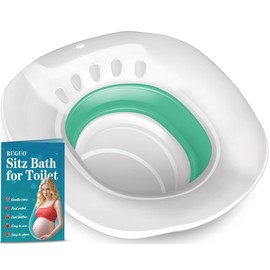 RUGUO Sitz Bath for Toilet Seat - Yoni Steam Seat - Sitz Bath for Hemorrhoids and Postpartum Care - Portable Bidet BPA Free - Foldable Basin for Epsom Salt Soak - Green
