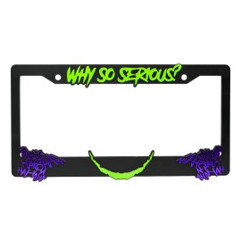 LP Frameworks The Joker "Why So Serious" 3D Raised License Plate Frame (Lime Green and Purple)