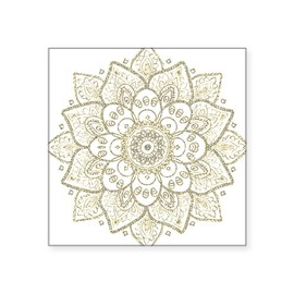 CafePress Black Faux Glitter and Gold Floral Mandala Sticker Square Bumper Sticker Car Decal