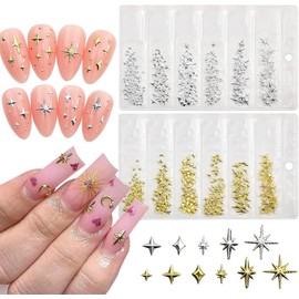 Mrltau Star Nail Charms Gold Silver Charms Nail Accessories, Nail Decoration, Nail Art Accessories, Nail Charms, Nail Stones, Nail Design, Charms for Nails, Pack of 400