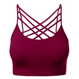 brasier deportivo para mujer con tirantes cruzados, bandeau sin aros, sin tirantes, 102-cabernet-1, CH-M