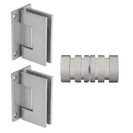 CRL Brushed Nickel Geneva Shower Knob and Hinge Set