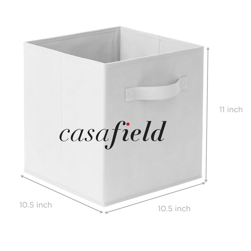 Casafield Set of 6 Collapsible Fabric Cube Storage Bins, White