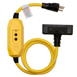 ELEGRP 15A Auto Reset Inline GFCI Extension Cord 3ft 12/3 SJTW Heavy Duty Yellow Cable 3 Wires 3 Prongs Grounded Plug with 3 Electrical Outlets, Indoor and Outdoor Christmas Light,Broom Tail Design,UL