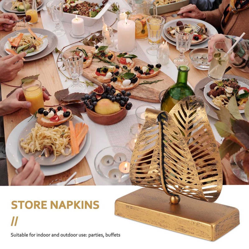 Dovhmoh Freestanding Modern Napkin Holder with Leaf Design, Desktop Paper