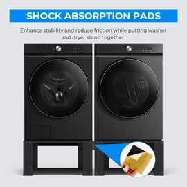 Matalde Washer and Dryer Stand Fit 27 and 28 Inch - Laundry Pedestal for Washer and Dryer Heavy Duty Steel 700lbs Capacity Universal Washing Machine Raiser 15.7'' Height Black