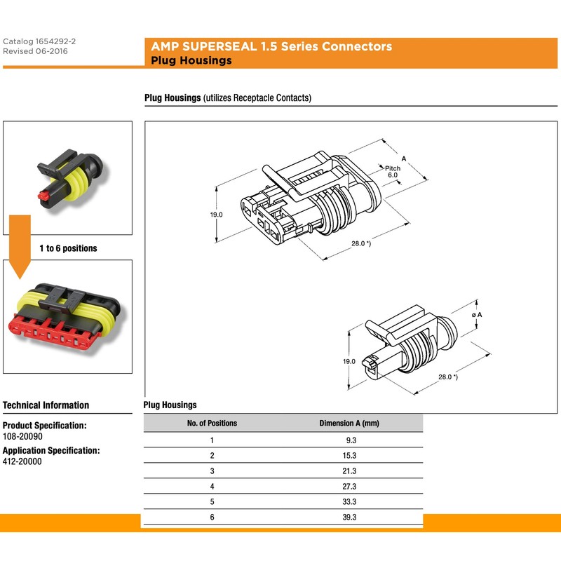 TE Connectivity AMP Superseal 1.5 Series Electrical Multi Sealed Connector