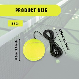 Bojueshaw 3PCS Tennis Training Ball Set – High Elasticity, Durable Solo Practice Ball with Retractable Cord for Fast-Rebound Drills on Court, Massage & Pet Play