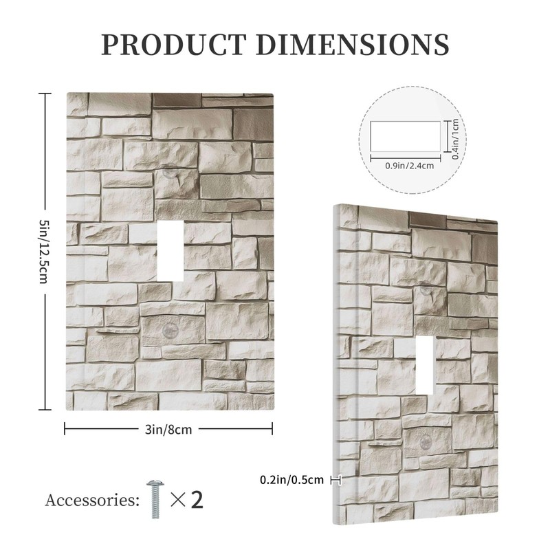 Nijuodnijir Decorative Light Switch Cover Natural Beige Stone Brick Texture