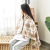 Rexmore Flannel Wearable Blanket Poncho, Classic Plaid Lap Blanket Throw