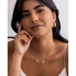 PAVOI 14K Yellow Gold Plated Cubic Zirconia Whimsical Charm Necklace for Women | Cute Dainty Necklace Charms | Flower Butterfly Baguette CZ Charms