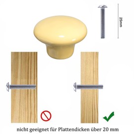 NAKUPENDA Pack of 6 Furniture Knobs, Round Ceramic Cabinet Drawer Knobs, Ceramic Round Handles for Children's Room, Kitchen, Cabinets, Bookcase (Light Yellow)