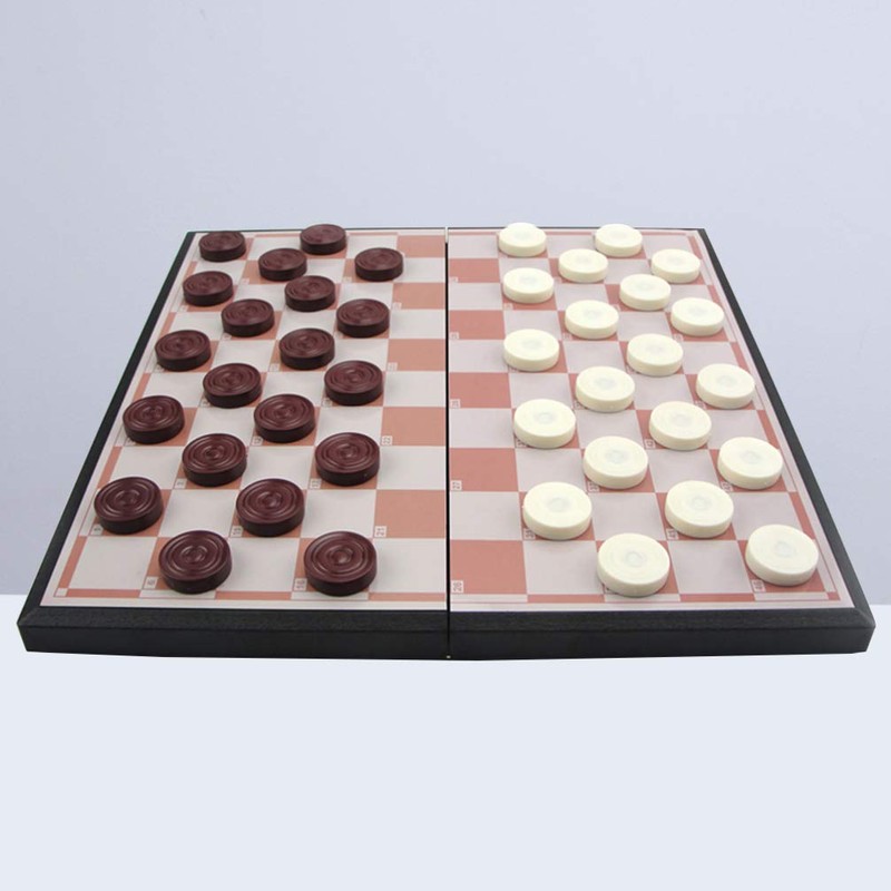 TOYANDONA Draughts Board Games Wooden Draught Magnetic Checkers Board Game
