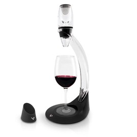 Vinturi Wine Aerator Deluxe Essential Red Wine Pourer and Decanter Tower Stand Set Easily and Conveniently Aerates Wine by the Bottle or Glass and Enhances Flavors with Smoother Finish, Black