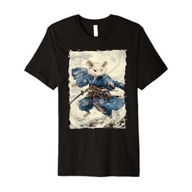 Samurai Mouse Art - Ukiyo-e Warrior Premium T-Shirt
