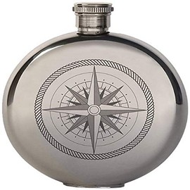 Kikkerland 5-Ounce Compass Canteen Flask, Large