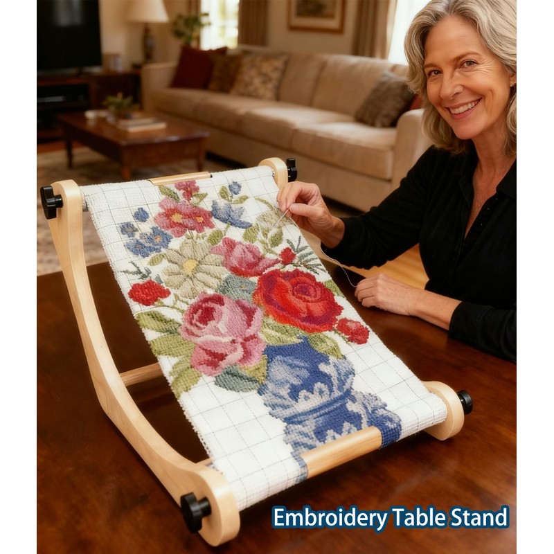 Adjustable Embroidery Hoop Table Stand Holder Needlepoint Stretcher Bars Scroll