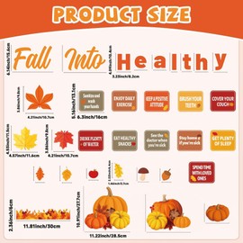 Fall Healthy Bulletin Board Maple Leaves Pumpkin Cutouts Healthy Habits Bulletin Board for Fall Class School Office Thanksgiving Autumn Party Chalkboard Wall Door Supplies