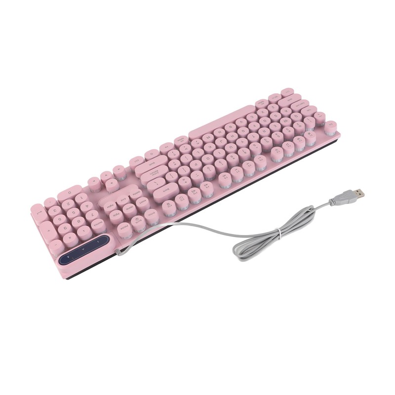 Gaming Keyboard USB Round 104 Keycaps Backlit Ergonomic Fodable Feet