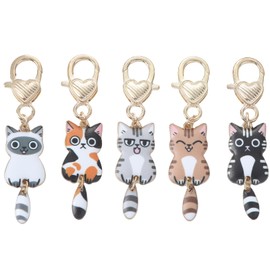 MOZXIRZ 5 Pcs Women Girls Keychain Cute Cat Key Chain Small Bag Charm Metal Keychain Pendant Kawaii Mini Keychain for Women Girl (5Ps Cat-1)