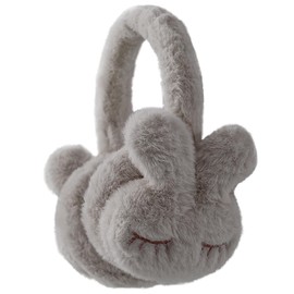 Bseical Ear Warmers Winter Rabbit Earmuffs, Plush Earmuffs for Winter, Cute Rabbit Pattern Design Earmuffs, Adjustable, for Birthday, Christmas, Party Gift, gray