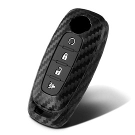 WORCAS Key Fob Case Carbon Fiber Pattern Silicone Cover Compatible with NISSAN Rogue Altima Maxima Muran Pathfinder Sentra Armada Titan Qashqai Kicks Frontie 4 Button Keyless Entry Remote, NSSC5-SCE1